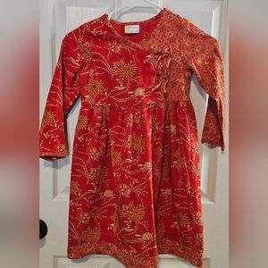 Hanna Andersson Girl's Asian Inspired Kimono Dress In Red, Size 110 US Size 6